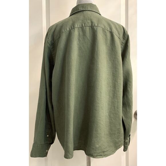 Ralph Lauren 100% Linen 2XL XXL Button Up Top Long Sleeve Green Lagenlook - Picture 3 of 6
